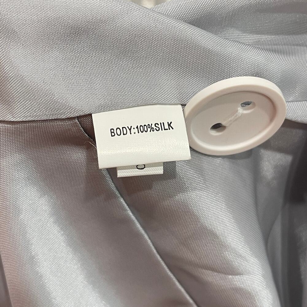 Kay Unger Women’s Striped Silk Blazer in White Grey - Plus Size: 14 - Picture 8 of 8